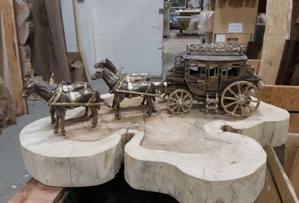 Stagecoach on Rosewood - bronze cast sculpture